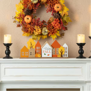 Glitzhome 8 in. H Fall Wooden House Table Decor